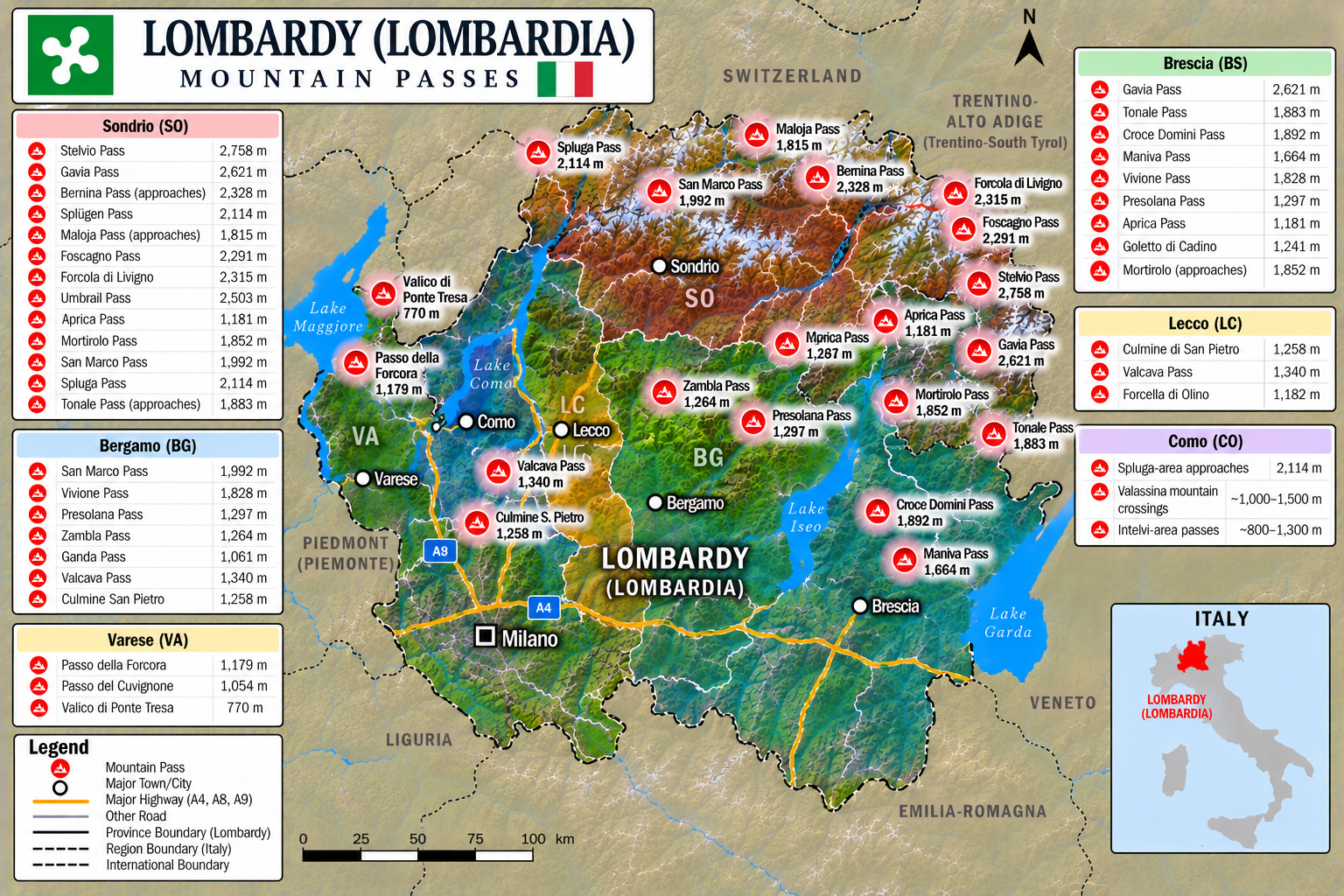 Lombardy (Lombardia) Map